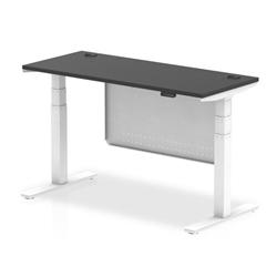 Air 1400x600 Height Adjustable Desk CP Black/White Modesty Panel on Productcaster.