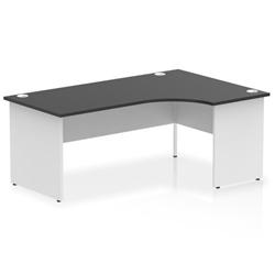 Impulse 1800 RH Crescent Desk Black Top White Panel End Leg on Productcaster.