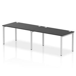 Impulse Bench Single Row 2 Person 1400 Silver Frame Bench Desk Black on Productcaster.