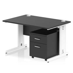 Impulse 1200x800 Desk Black/White Cable Managed Leg 2 Dr Mobile Ped on Productcaster.