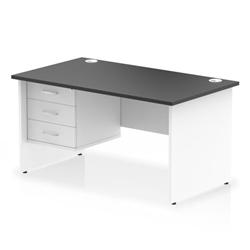 Impulse 1400x800 Desk Black/White Panel End Leg 1x3 Drawer Fixed Ped on Productcaster.
