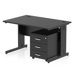Impulse 1200x800 Desk Black/Black Cable Managed Leg 3 Dr Mobile Ped on Productcaster.