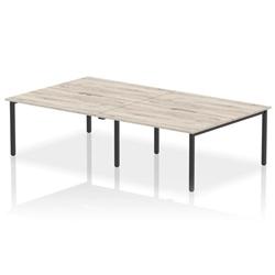 Evolve Plus 1400mm B2B 4 Person Bench Desk Grey Oak Top Black Frame on Productcaster.