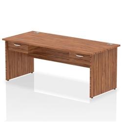 Impulse 1800x800 Desk Walnut Top Panel End 2x1 Drawer Fixed Ped | Brown on Productcaster.