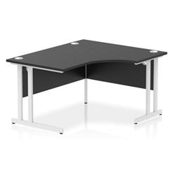 Impulse 1400 RH Crescent Desk Black Top White Cantilever Leg on Productcaster.