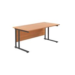 1600x800 Twin Upright Rectangular Desk | Beech-Black on Productcaster.