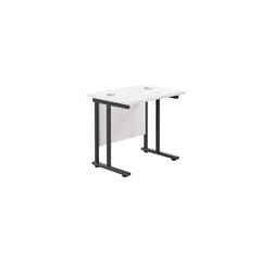 800x600 Twin Upright Rectangular Desk | White-Black on Productcaster.