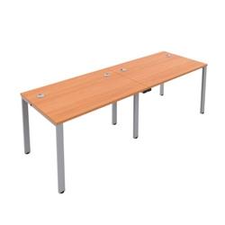 Vivace CB Single Bench with Cable Ports 2 Person 1200x800 Beech/Silver on Productcaster.