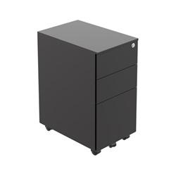 Pedestal Slimline 3 Drawer Steel : Black on Productcaster.