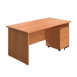 1800X800 Panel Rectangular Desk Beech + 2 Drawer Ped on Productcaster.