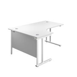 Workstations 1600X1200 Twin Upright Left Hand Radial Desk White-White on Productcaster.