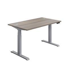 Economy Sit Stand Desk 1400 X 800 Grey Oak-Silver on Productcaster.