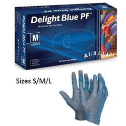 Delight Blue Powder Free SMALL Vinyl Gloves 100's - PACK 10 on Productcaster.