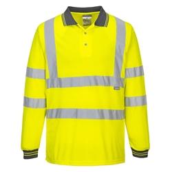 Hi-Vis Long Sleeved Polo Shirt (Yellow) Large on Productcaster.