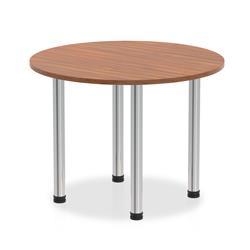 Impulse 1000mm Round Table Walnut Top Chrome Post Leg on Productcaster.