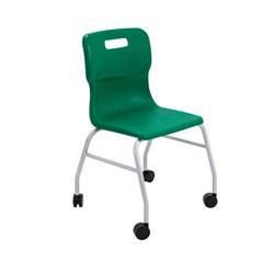 Titan Move 4 Leg Chair With Castors | Green on Productcaster.