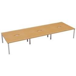 Vivace 6 Person 1600 x 800-Beech Top Bench Desk-CB1680COBEWH/6P with White Legs on Productcaster.