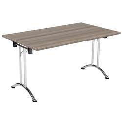 Allegro Folding Table 1400x700 Chrome/Grey Oak top on Productcaster.