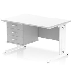 Impulse 1200x800 Scalloped Desk White Top White Cable Managed + 3D Ped on Productcaster.