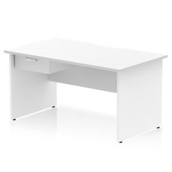 Impulse 1400 x 800mm Scalloped Desk White Top Panel End + 1D Ped on Productcaster.
