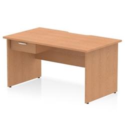 Impulse 1400 x 800mm Scalloped Desk Oak Top Panel End + 1D Ped on Productcaster.