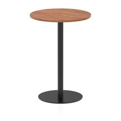 Italia 800mm Poseur Round Table Walnut Top 1145mm High Black Leg on Productcaster.