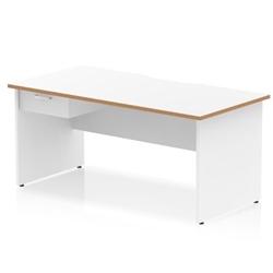 Oslo 1600 x 800 Scalloped Desk White Wood Edge White Panel End 1D Ped on Productcaster.