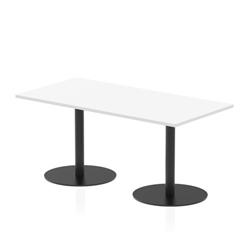 Italia 1600 x 800mm Rectangular Table White Top 720mm High Black Leg on Productcaster.