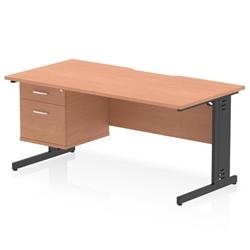 Impulse 1600 x 800mm Scalloped Desk Beech Black Cable Managed + 2D Ped on Productcaster.