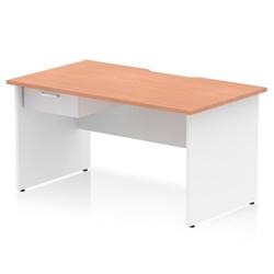 Impulse 1400 x 800mm Scalloped Desk Beech White Panel End + 1D Ped on Productcaster.