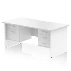 Impulse 1600 x 800mm Scalloped Desk White Top Panel End 2D + 3D Ped on Productcaster.