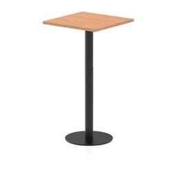 Italia 600mm Poseur Square Table Oak Top 1145mm High Black Leg on Productcaster.
