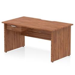 Impulse 1400 x 800mm Scalloped Desk Walnut Top Panel End + 1D Ped on Productcaster.