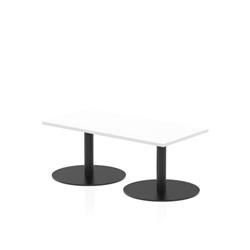 Italia 1200 x 600mm Rectangular Coffee Table White Top Black Leg on Productcaster.