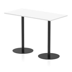 Italia 1600 x 800mm Rectangular Table White Top 1145mm High Black Leg on Productcaster.