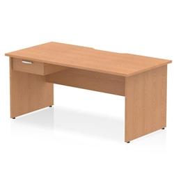 Impulse 1600 x 800mm Scalloped Desk Oak Top Panel End + 1D Ped on Productcaster.