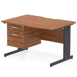 Impulse 1200x800 Scalloped Desk Walnut Black Cable Managed + 2D Ped on Productcaster.