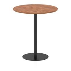 Italia 1000mm Poseur Round Table Walnut Top 1145mm High Black Leg on Productcaster.