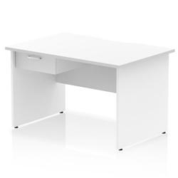 Impulse 1200x800 Scalloped Desk White Top Panel End + 1D Ped on Productcaster.