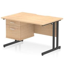 Impulse 1200x800 Scalloped Desk Maple Black Cantilever Leg 2D Ped on Productcaster.
