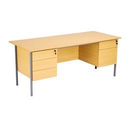 Sonata Rectangular 1800mm Desk with Double 2 & 3 - EF1875REC5DPOKBK | Oak on Productcaster.