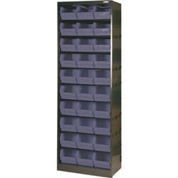 Metal Bin Cupboard With 30 Dark Grey Black Polypropylene Bins on Productcaster.