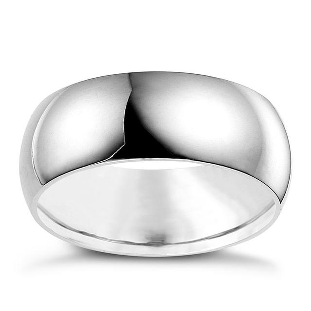 9ct White Gold 8mm Super Heavyweight Court Ring on Productcaster.