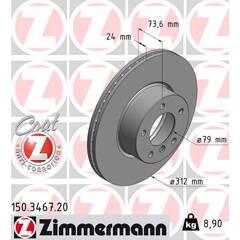 ZIMMERMANN Set van 2 remschijven 4250238742616 on Productcaster.