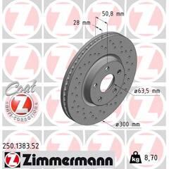 ZIMMERMANN Set van 2 remschijven 4250238766742 on Productcaster.