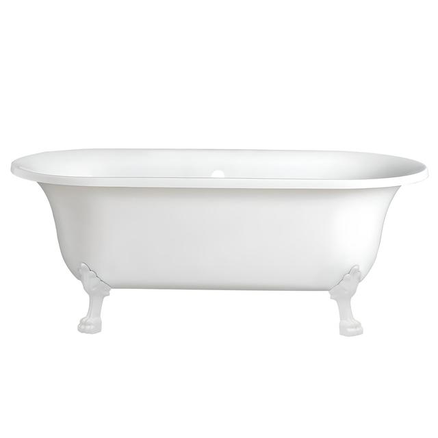 Freistehende Badewanne mit zwei Rückenschrägen 1685mm x 780mm - Löwenfüße Weiß - Oval - Richmond von Hudson Reed on Productcaster.