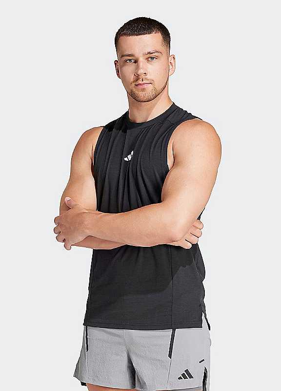 adidas Performance Crew Neck Tank Top - Black - Size XL on Productcaster.