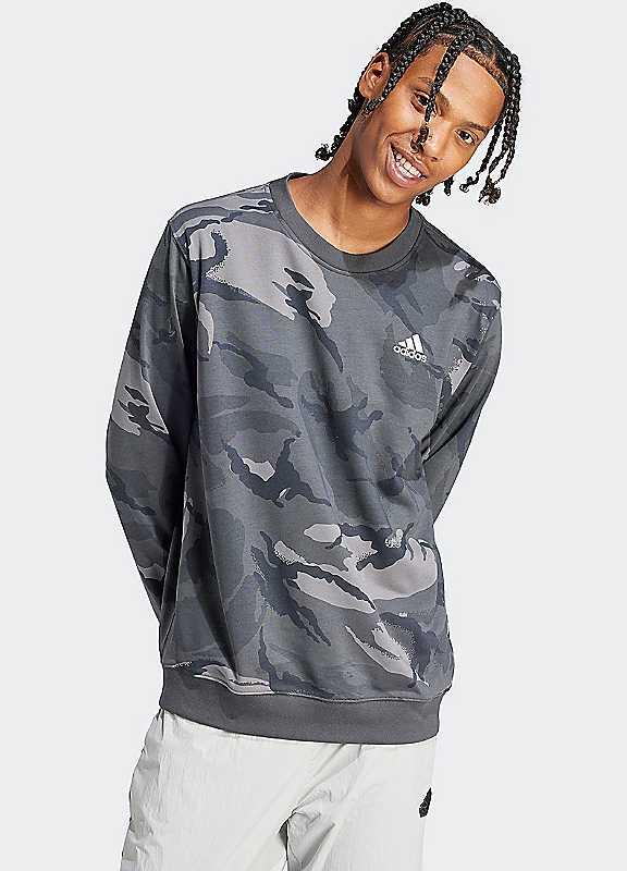 adidas Sportswear Camouflage Print Sweatshirt - Grey Camouflage - Size M on Productcaster.