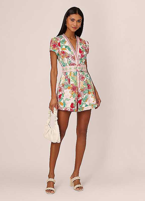 Adrianna Papell Adrianna Printed Romper - Multi - Size 14 on Productcaster.