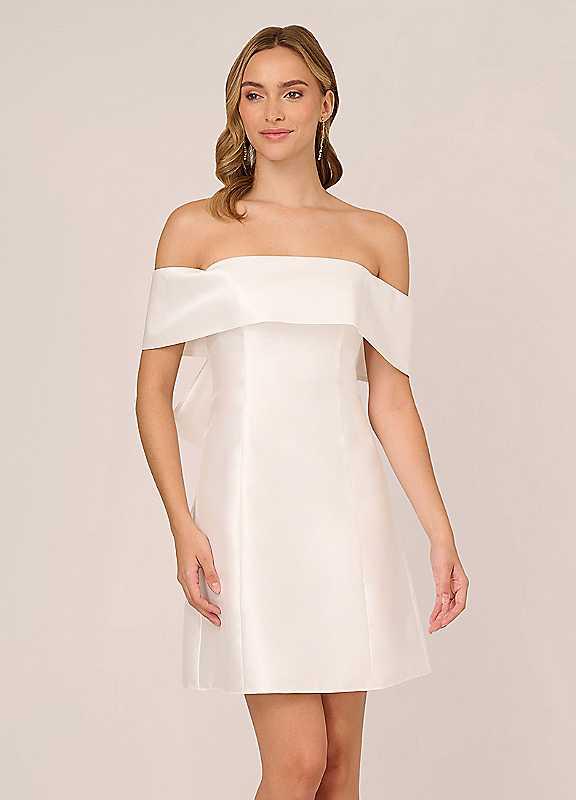 Adrianna Papell Mikado Bow Short Dress - white - Size 18 on Productcaster.